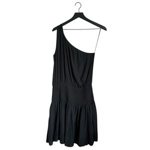 NWOT RAMY BROOK Black Crepe One-Shoulder Mini Dress